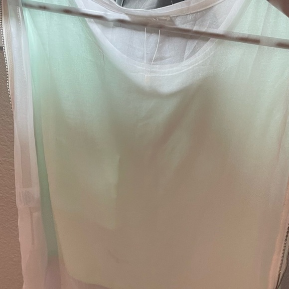 Hypr-white/light tealish green, wide shoulder, sheer tank top - Picture 6 of 6